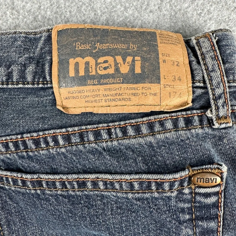 Mavi Jeans Mens‎ 32x34 Blue Basic Jeanswear Style 174 Button Fly Straight Leg